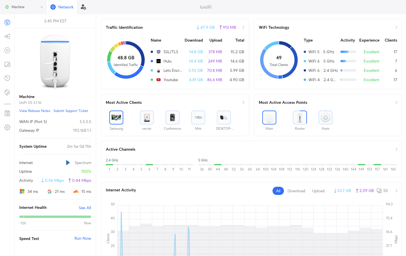 Screenshot example of Networking service